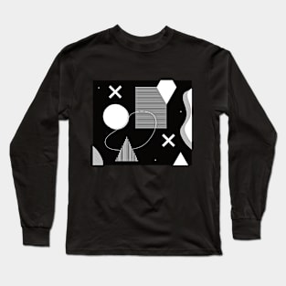 Black and white Memphis stye - abstract geometric pattern Long Sleeve T-Shirt